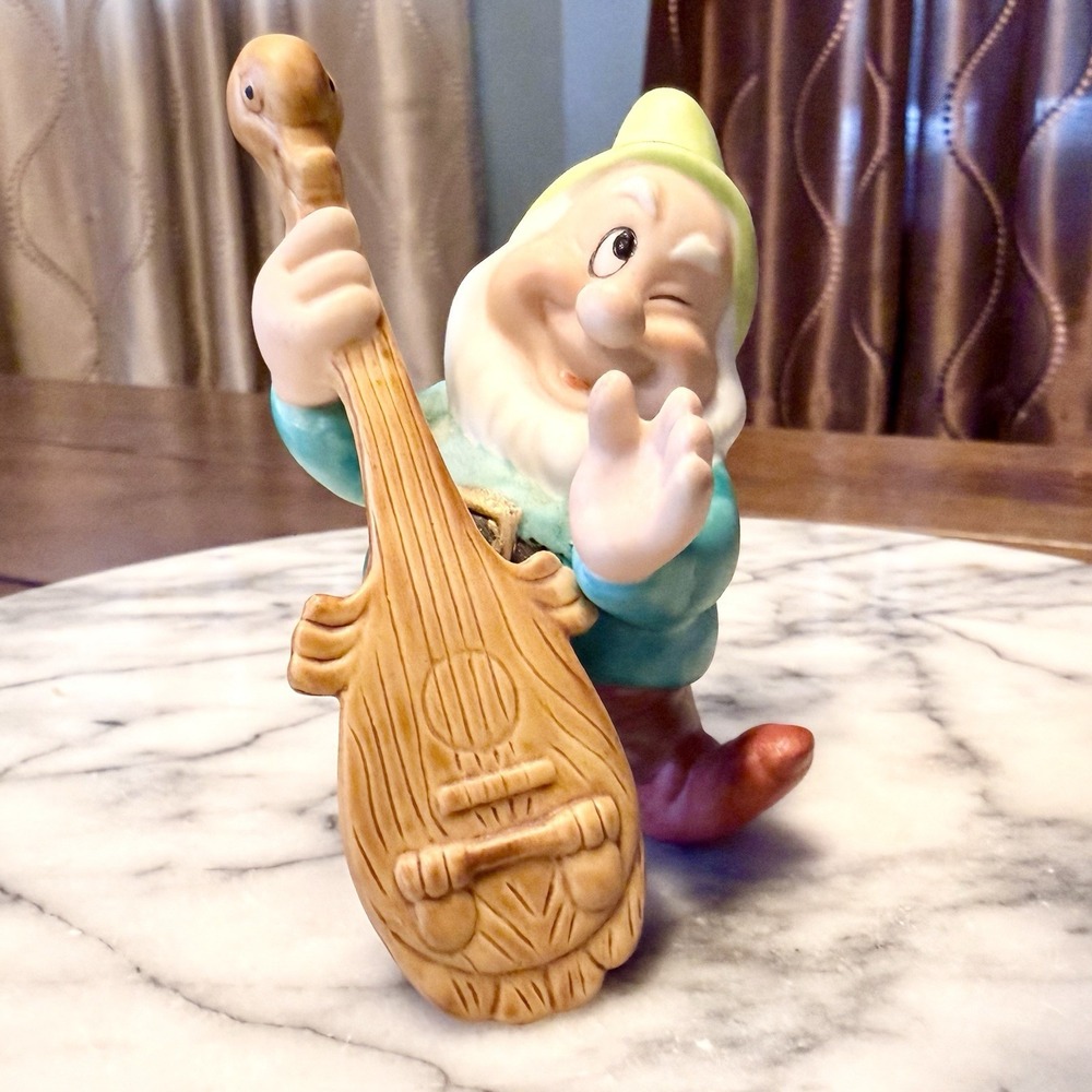 5pc VTG 90s Disney Snow White Seven Dwarfs Music Figurine Grumpy Happy Dopey Doc - Picture 4 of 11